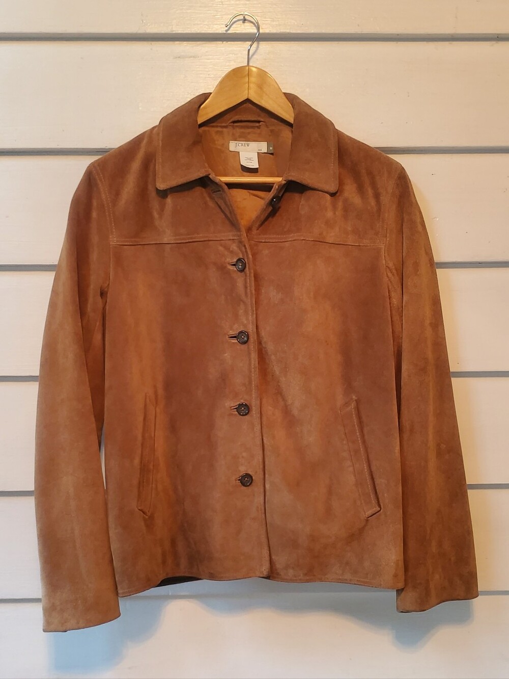 Vintage J. Crew Suede Leather Jacket Cognac Womans Medium